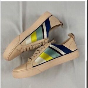 Diane Von Furstenberg DVF Tess Leather
Pale pink Blue White Stripe Sneaker